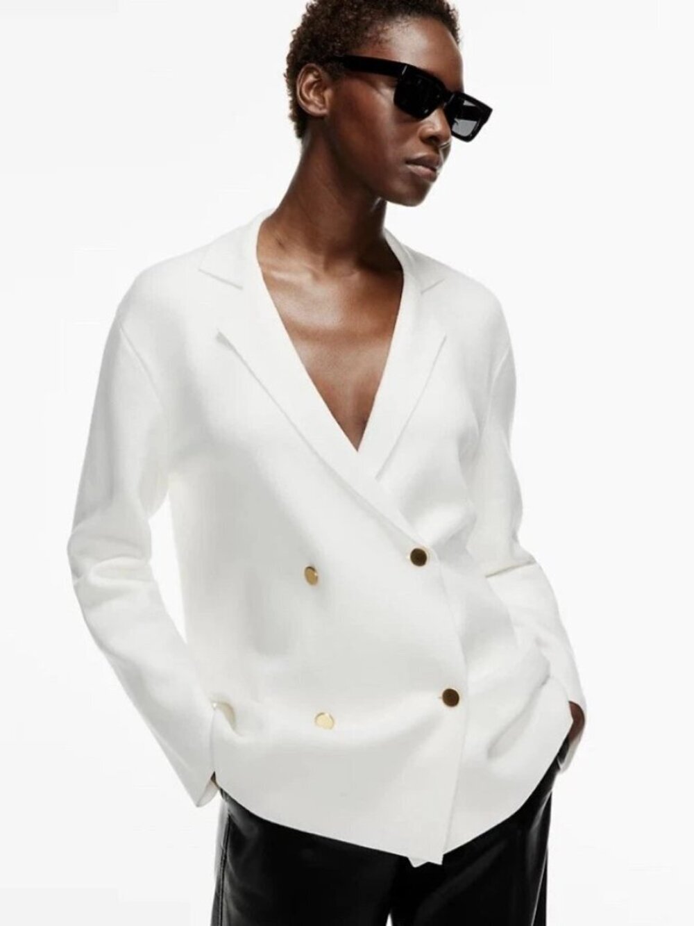 Babaton Aritzia Cover Cardigan Espace Gold Button Stretch Medium Neutral Trendy